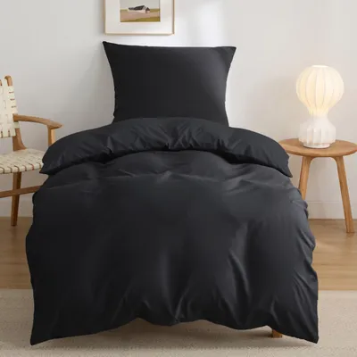 Produktbild von BEDSURE Bettwäsche 135x200 2teilig Mikrofaser - Schwarz, 80x80 Kissen