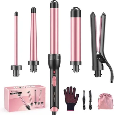 Productafbeelding van Krultang Stijltang Set - Haarstyling Tools - Verschillende Looks - 5-in-1 Opzetstukken - 10-32 mm