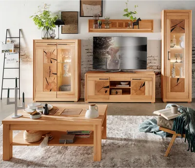 Produktbild von Wohnmöbel Set 5-teilig, Kernbuche massiv geölt, montiert, WINNIPEG-69 mit Couchtisch