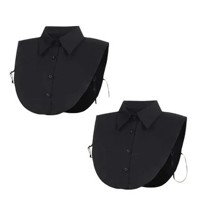 Produktbild von 2er Set Damenkragen - Abnehmbarer Hemdkragen - Falscher Kragen - Wechselkragen - Einheitsgröße - Kragen für Blusen, Pullover und Kleider - Schwarz