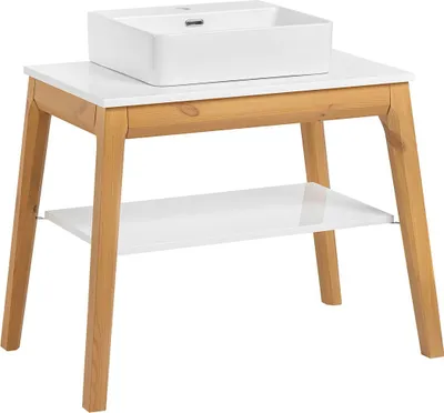 Produktbild von Waschbeckenunterschrank SORBI Eiche massiv inkl.Waschbecken