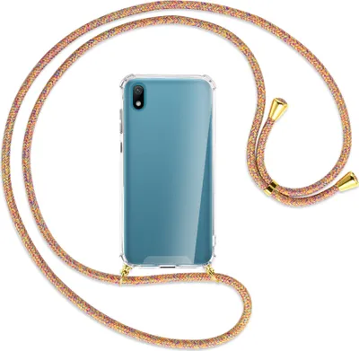 Produktbild von Handykette Backcover-Schutzhülle mit Band (Metall goldfarben) für Huawei Y5 2019 - Rainbow