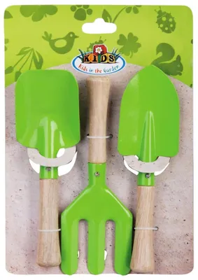 Obrázek produktu pro ESSCHERT DESIGN Dětský set hrabičky a dvě lopatky, zelená