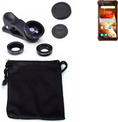 Produktbild von K-S-Trade Smartphone Kamera Linsen Set Kompatibel mit Blackview BV6600 3in1 Clip-On Kamera Adapter Macro Weitwinkel FishEye Fischauge Objektiv Linse