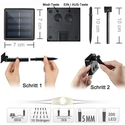 Produktbild von Solar Lichterkette Außen 2M 200 LED Lichterkette Joysing, Gartenbeleuchtung