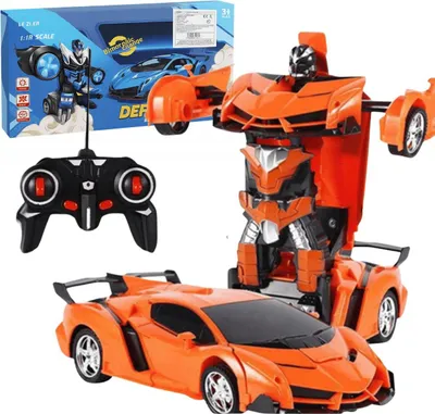 Obrázek produktu pro RC robot auto 2v1 Oranžové transformace drift světla zvuky interaktivní hračka
