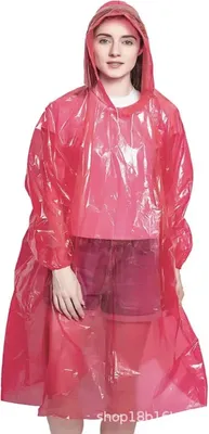 Zdjęcie produktu dla CHPN – Poncho jednorazowe – Peleryna przeciwdeszczowa jednorazowa – Poncza – 3 sztuki – Poncho przeciwdeszczowe jednorazowe – Czerwone – Plastikowe – Poncho na festiwale