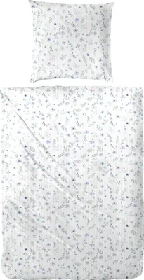 Produktbild von Hahn Seersucker Bettwäsche Baumwoll Floral 100% Baumwolle Reißverschluss Bettbezug Kissenbezug Bettgarnitur Bettwäsche-Set 135x200 + 80x80 cm Weiß