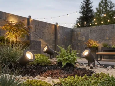 Produktbild von 3er SET LED Gartenstrahler mit Erdspieß, Kabel & Stecker, Gesamtlänge 11,5 Meter
