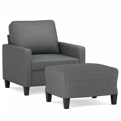 Produktbild von vidaXL Sessel mit Hocker Dunkelgrau 60 cm Stoff