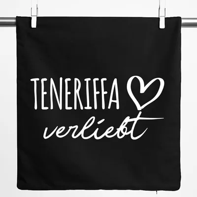Produktbild von Huuraa Kissenbezug Teneriffa verliebt 40x40cm Black Baumwolle Dekokissenbezug Geschenkidee