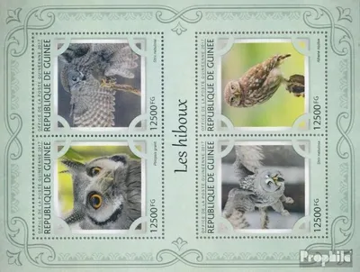 Produktbild von Briefmarken Guinea 2017 Mi 12216-12219 Kleinbogen (kompl. Ausgabe) postfrisch Eulen