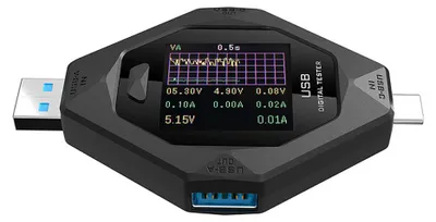 Produktbild von Digitaler USB-C-Leistungsmesser, Multifunktions-Spannungs-/Strommesser, Handy-Ladedetektor fuer Typ-C- und USB-Geraete
