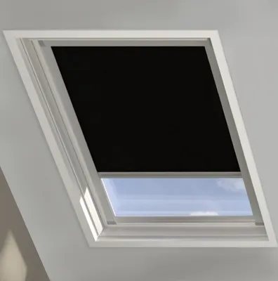Produktbild von EINFEBEN Verdunkelungsrollo mit Bohren, Velux Verdunklungsrollo Dachfenster, Klemmrollo Thermorollo mit wasserdichte Beschichtung, Sonnenschutz und Sichtschutz, 210 g/m2, Schwarz, S08, 97.3 x 116.0 cm