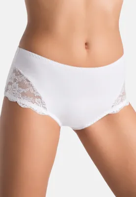 Produktbild von Teyli Hohe Taille Baumwollslip mit floraler Spitze Jessi Female 108 weiß 3XL