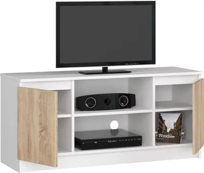 Produktbild von BDW, Kommode, RTV Schrank, TV Möbel, 120x55x40 cm, , Weiß - Sonoma Eiche