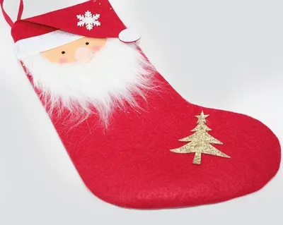 Produktbild von Santastiefel XXL 31x19cm mit Santakopf, Stern und Baum