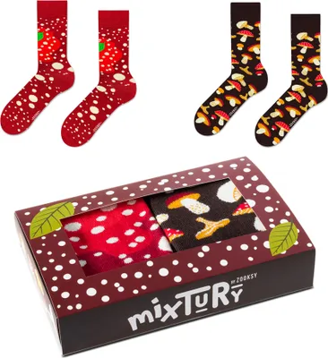 Produktbild von Damensocken Set mit Pilzmuster 2 Paar 36-40, Lange und Bunte Socken