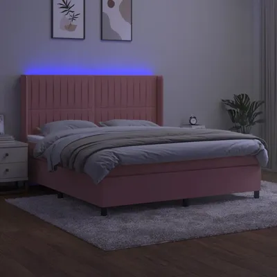 Produktbild von vidaXL Boxspringbett mit Matratze & LED Rosa 180x200 cm Samt - Boxspringbett - Boxspringbetten - Bett - Betten