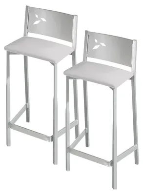 Image de ASTIMESA : Deux tabourets pour la cuisine, 60 cm, revêtus de similicuir, couleur grise