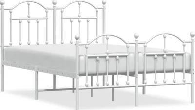 Produktbild von vidaXL Bettgestell mit Kopf- und Fußteil Metall Weiß 120x200 cm