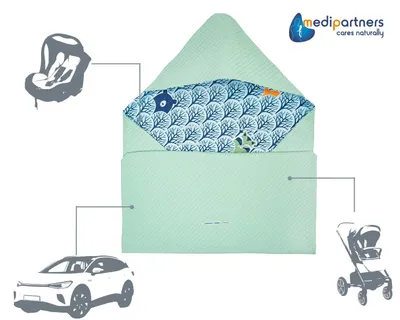 Obrázek produktu pro Univerzální zateplená podložka Medi Partners do autosedačky pro miminka, vhodná pro celoroční použití, rozměry 85 x