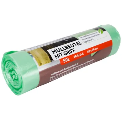 Produktbild von 20 Müllsäcke in Grün 50L reißfest & flüssigkeitsdicht Folienbeutel