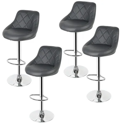Produktbild von Barhocker 4er Set Drehbare Barstuhl Küchenhocker aus Kunstleder Höhenverstellbar grau