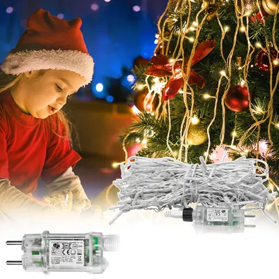 Productafbeelding van XMTECH 15 meter LED-ijsregen met 600 LED's, warmwit, 8 modi. Binnenverlichting voor decoratie, geschikt voor Halloweenfeest en Kerst