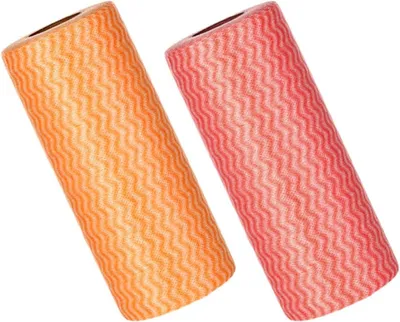 Produktbild von Küchenrolle aus Vliesstoff, 2 Rollen Einweg-Geschirrtücher und Reinigungstücher für Küche und Haushalt
