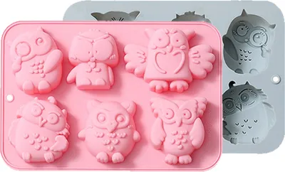 Image de CANDeal 2 Moules à pralines avec 6 cavités, Hibou mignon, Moules en silicone 3D antiadhésifs, Moules à pâtisserie Pour Pralines, Bonbons, Glaçons, Jell-O, Savon artisanal Et Bombes de bain