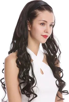 Produktbild von WIG ME UP Halbperücke Haarverlängerung Haarreif Locken Lang Dunkelbraun TYW60871H-4