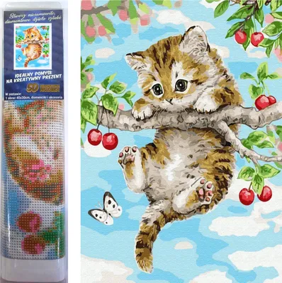 Obrázek produktu pro Norimpex Diamantové malování Koťátko na třešni 30x40cm