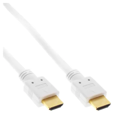 Image de InLine® 17511W Câble HDMI, HDMI High Speed avec Ethernet, Premium, prise/prise, blanc/or, 1,5m
