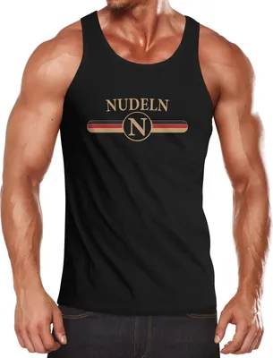 Produktbild von Herren Tanktop Designer Parodie Nudeln Hamsterkäufe Trägershirt Moonworks® schwarz S