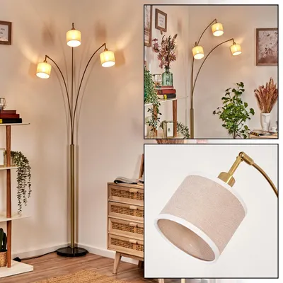Produktbild von Schiavonea Stehlampe aus Metall/Stoff in Schwarz/Messing gebürstet/Beige/Weiß