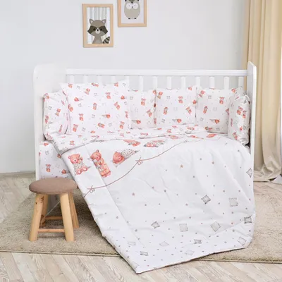 Produktbild von Lorelli Babybettwäsche-Set 5-tlg. Decke 140 x 95 cm Kissen 43 x 35 cm Nestchen beige/bär