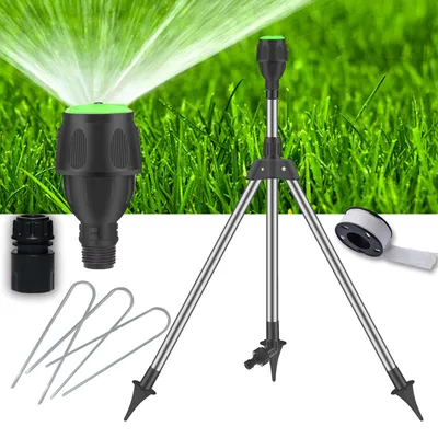 Produktbild von Rasensprenger 360 Grad, Stativ, automatischer rotierender Gartensprenger, für Garten