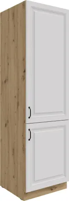 Produktbild von Küchen Hochschrank 60 cm Stilo Weiss + Eiche Artisan Küchenzeile Küchenblock
