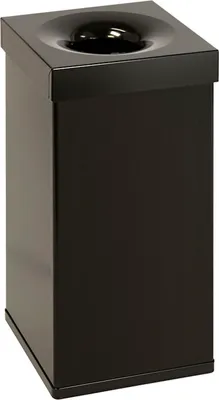Produktbild von Selbstlöschender eckiger Abfallsammler aus Aluminium | 55 Liter, HxBxT 60x30x30cm | Schwarz
