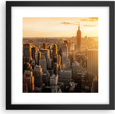 Produktbild von Gerahmtes Poster - Schwarzer Rahmen - New York Wolkenkratzer Manhattan - 30x30 cm - Wand Bild - Wanddeko - Wandbilder - Wandposter - Bilderrahmen - Bilder - Kunstdruck - Wandbild - P2BAC30x30-2672