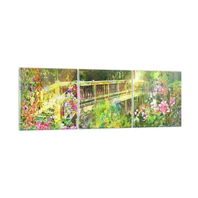 Produktbild von Bilder auf glas - Brücke Park Blume Frühling - 90x30cm - Glasbilder - Wandbilder - Kunstdruck - zum Aufhängen bereit - Wanddekoration aus Glas - Glas Bilder - Wandbild auf Glas - GCA90x30-2906