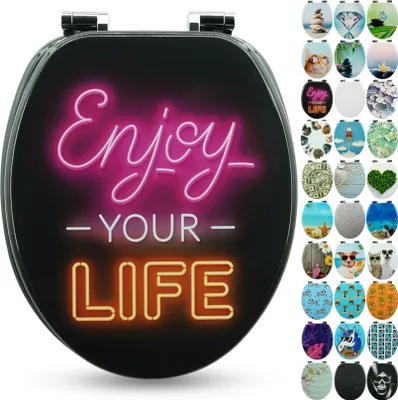 Produktbild von Sanfino® Premium WC Sitz "Enjoy Life" hochwertiger Toilettendeckel mit Absenkautomatik aus Holz, hoher Sitzkomfort & einfache Montage