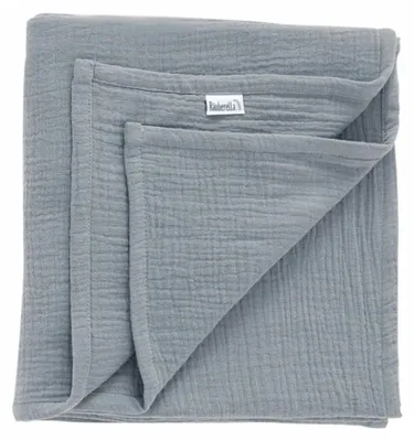 Produktbild von Räuberella Musselin Babydecke 120x120 cm – Baumwolle, weich & atmungsaktiv Grau-Blau
