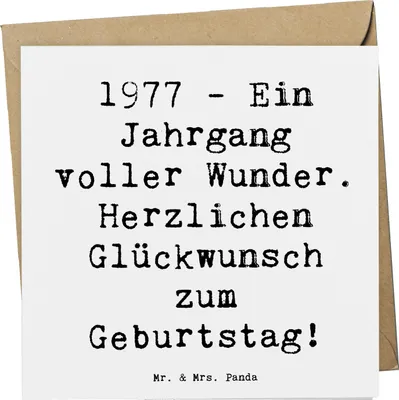 Produktbild von Mr. & Mrs. Panda Grußkarte Spruch 1977 Geburtstag Wunder - Weiß - Geschenk, faltkarte, Glückwunschkarte, Klappkarte, Erinnerungen, Geburtstagsfeier, doppelkarte, Alter