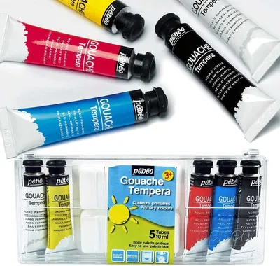 Obrázok produktu pre 2 škatuľky s 5 tubami kvašovej farby + paleta - 5 x 10 ml