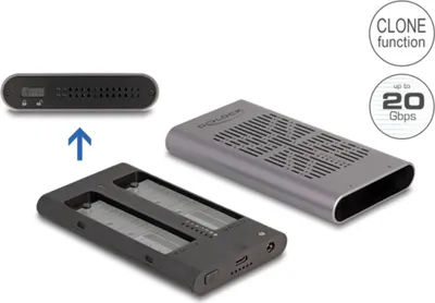 Image de DELOCK Externes USB 20 Gbps Gehäuse 2 x M.2 NVMe PCIe SSD