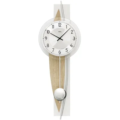 Produktbild von AMS W7455 Pendelwanduhr mit Sonoma-Gehaüse und Aluminium-Veredelung