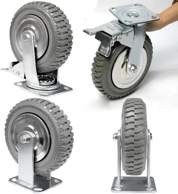4 Industrie-Lenkrollen, 200 mm, 360° drehbar, mit Bremse, 1000 kg