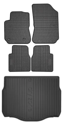 Imagen del producto de Alfombrillas de goma + bandeja de maletero para Citroen C4 Cactus 2014-2020 (SUV/crossover) – juego de 5 piezas, negras, a medida – Wielganizator SolidPRO